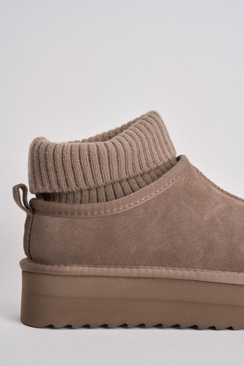 Sabot donna platform con calzino tortora - 2