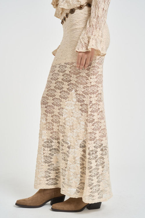 Gonna donna con pizzo beige - 2