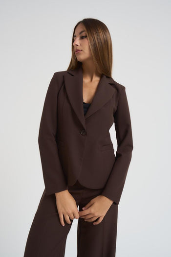 Giacca donna monopetto marrone - 4