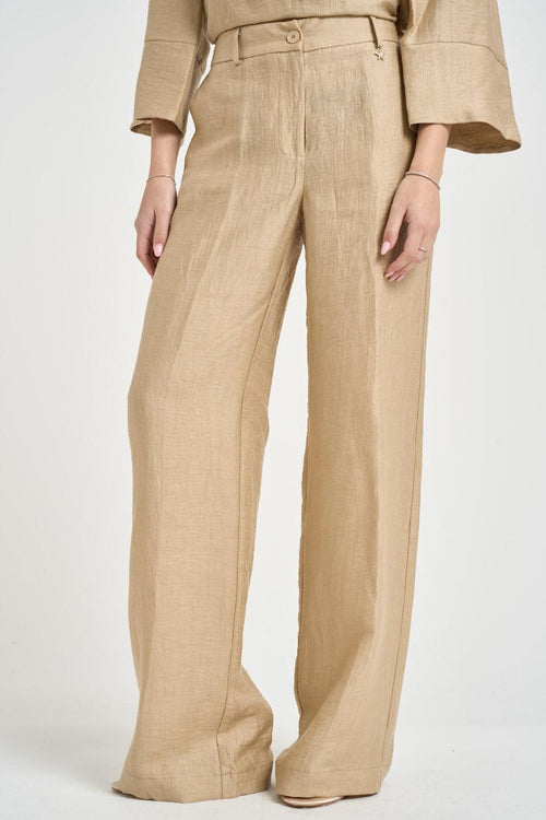 Pantalone donna a gamba dritta sabbia - 2