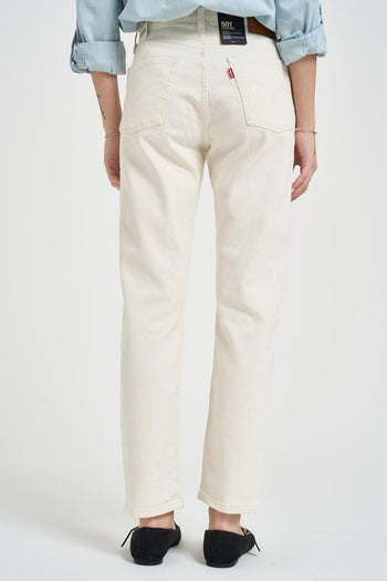 Jeans donna 501 cropped in denim bianco - 4