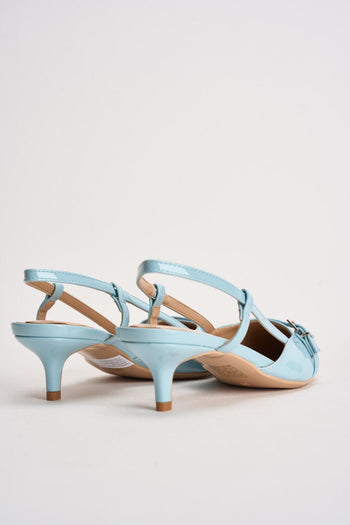Slingback donna in vernice celeste - 7
