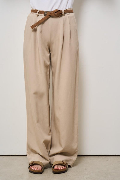 Pantalone donna a palazzo beige