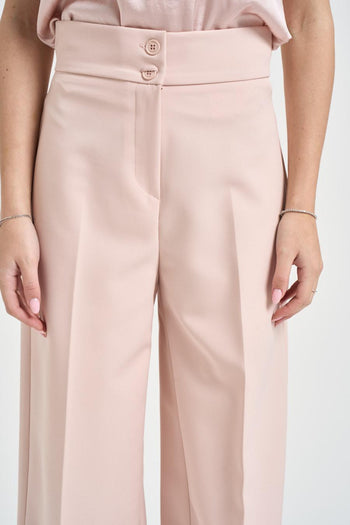 Pantalone donna gamba larga cipria - 4