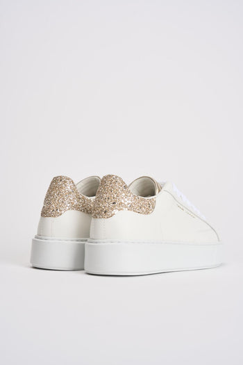 Sneakers donna in pelle con strass oro - 6