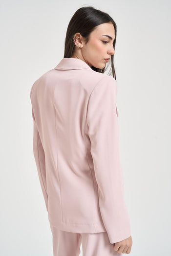 Abito donna monopetto rosa cipria - 6