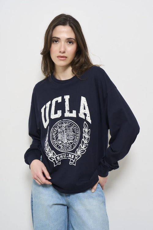 Women's blue sweatshirt with print