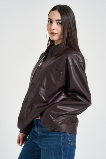 Giubbotto donna in pelle vino - 3