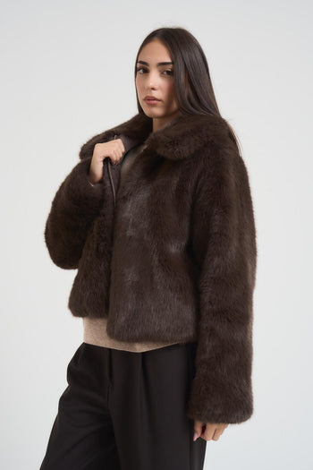 Cappotto donna in pelliccia marrone - 3