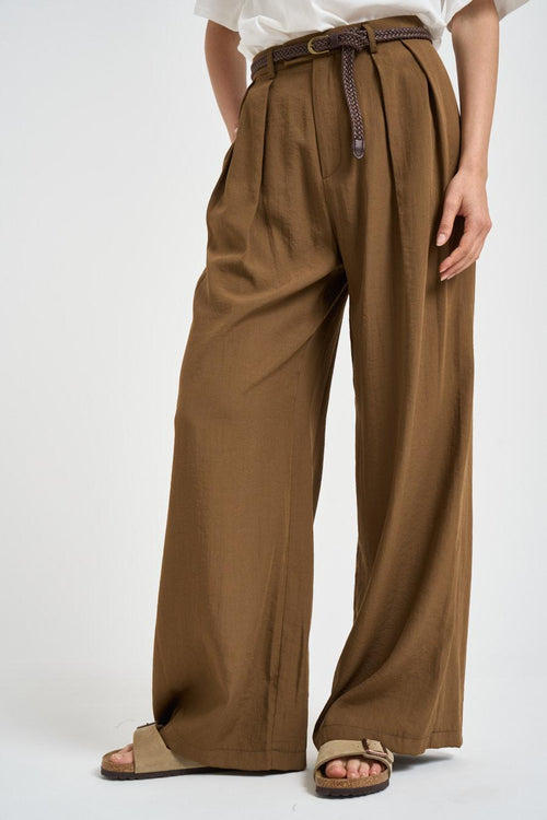 Pantalone donna a palazzo marrone - 1