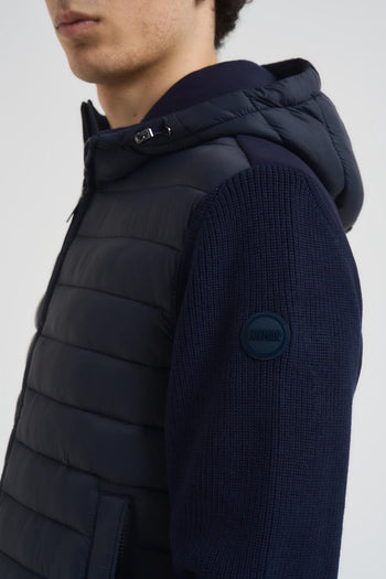 Piumino uomo con manica in maglia blu notte - 5