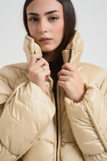 Piumino donna collo alto crema - 4