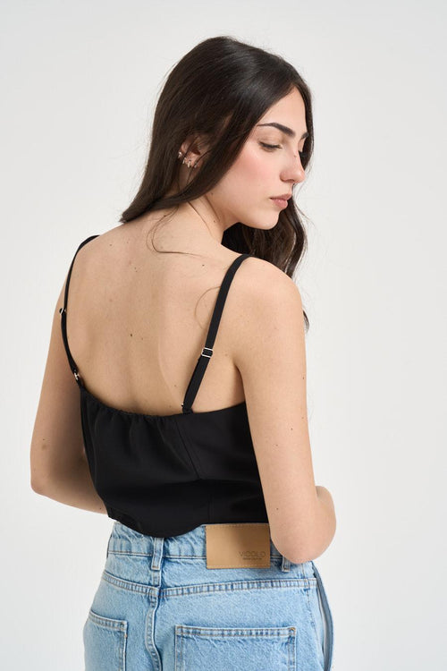 Top donna nero crop - 2