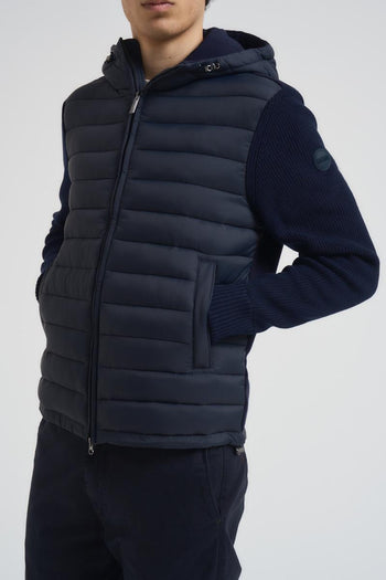 Piumino uomo con manica in maglia blu notte - 3