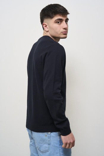Men's blue crew neck sweater - 3