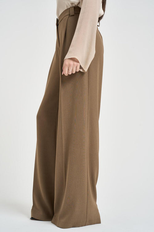 Pantalone donna a palazzo beige - 2