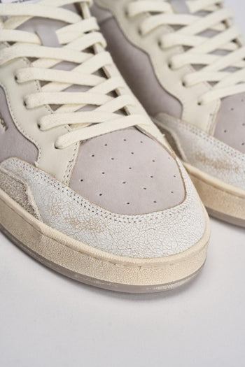 Sneakers uomo in suede grigio e bianche - 4