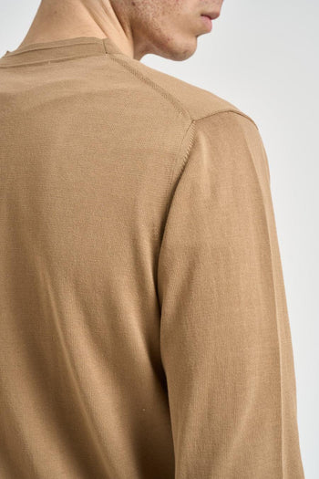 Cardigan uomo scollo a V cammello - 6