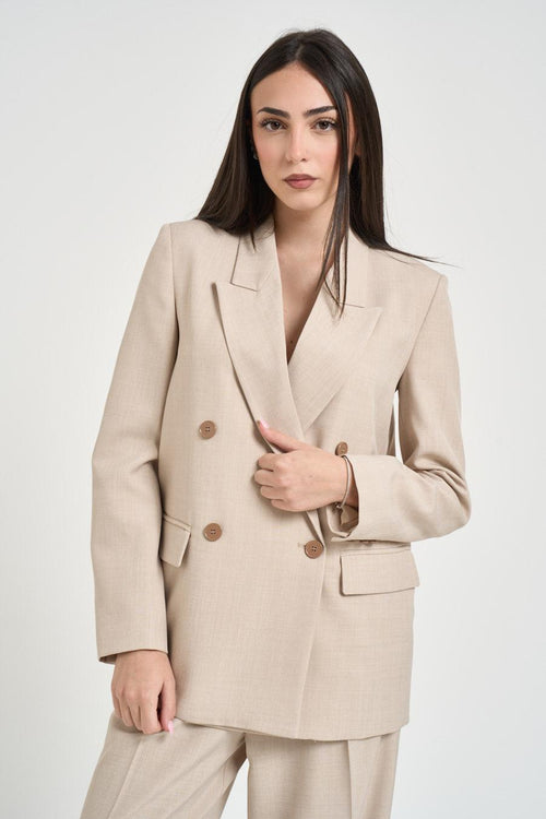 Giacca donna doppiopetto beige - 2