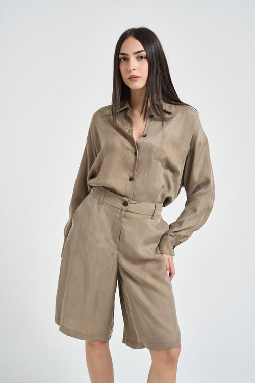 Camicia donna fluida verde militare - 1