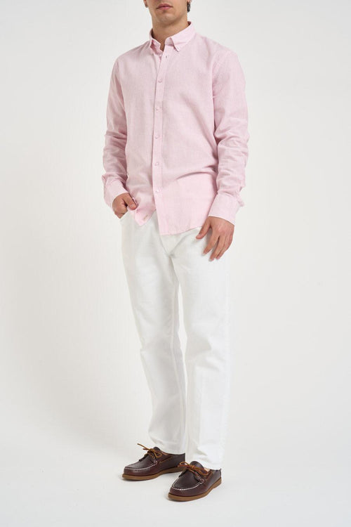 Camicia uomo a righe rosa e bianco