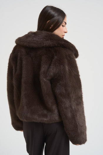 Cappotto donna in pelliccia marrone - 5