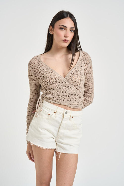 Cardigan donna incrociato corda - 1