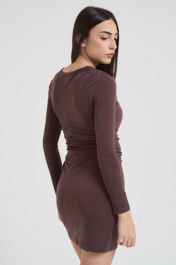 Abito donna mini tortora - 3