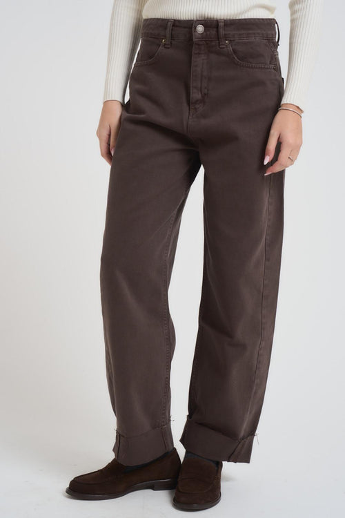 Jeans donna wide leg moro