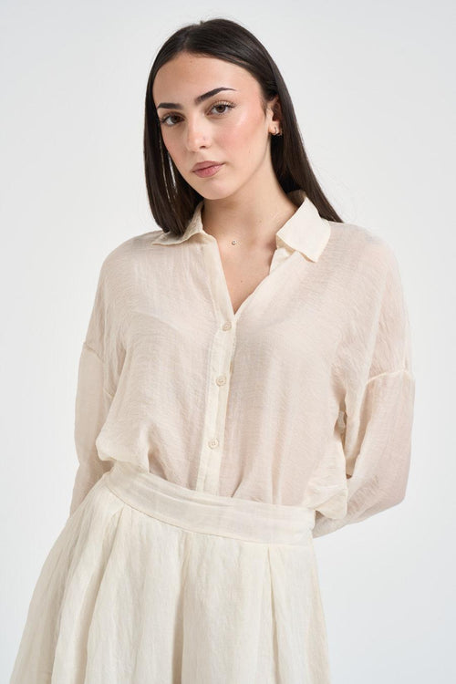 Camicia donna semitrasparente latte - 2
