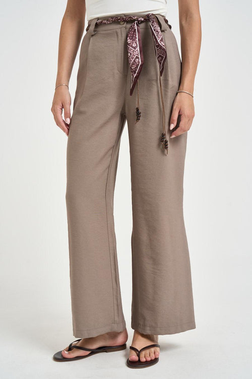 Pantalone donna fluido tortora - 1