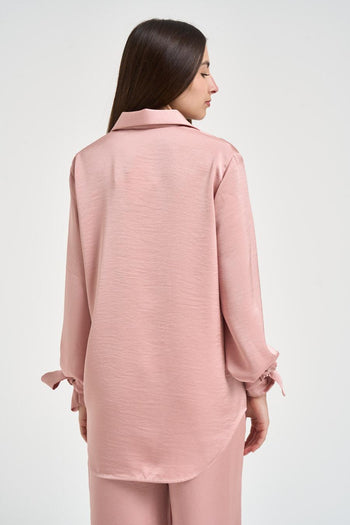 Camicia donna con fiocchetti rosa cipria - 4