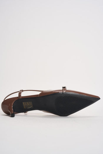 Slingback donna in vernice marrone - 9