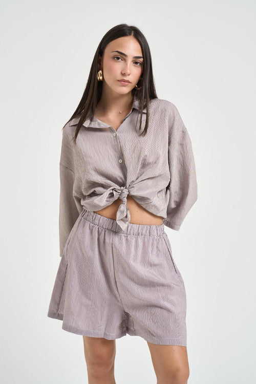 Abito donna a righe marrone e bianco - 2
