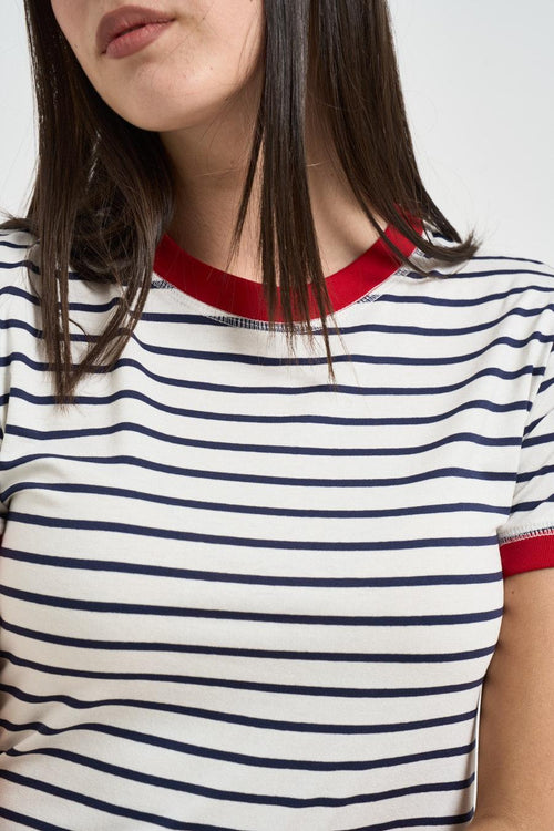 T-shirt donna a righe bianche e blu - 2