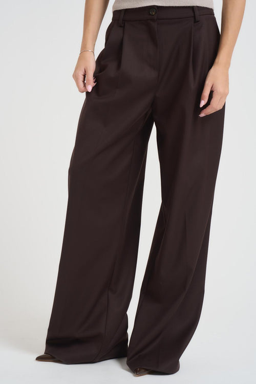 Pantalone ampio donna con pence marrone