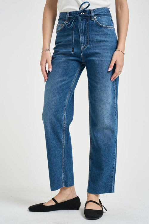 Jeans donna gamba dritta in denim blu - 2