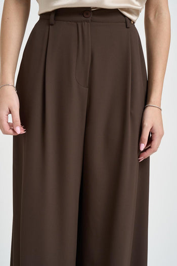 Pantalone donna marrone ampio - 4