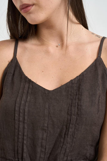 Top donna in lino moro - 3