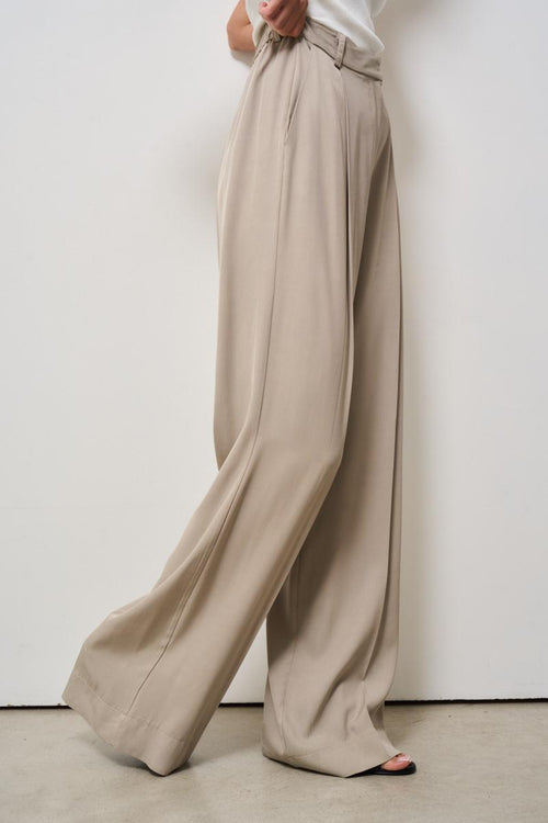 Pantalone donna a palazzo beige<BR/> - 2