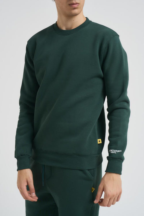 Felpa uomo verde a girocollo - 2