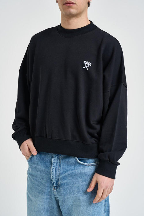 Felpa uomo girocollo nera<BR/>