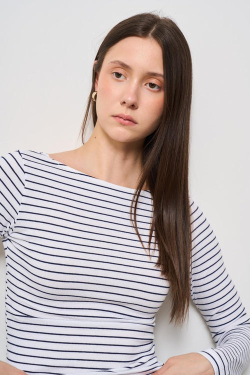 T-shirt donna a righe blu - 2