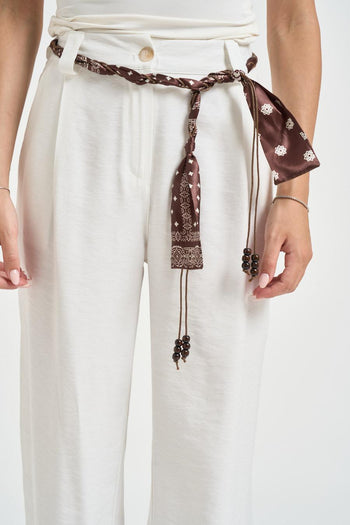 Pantalone donna fluido bianco - 4