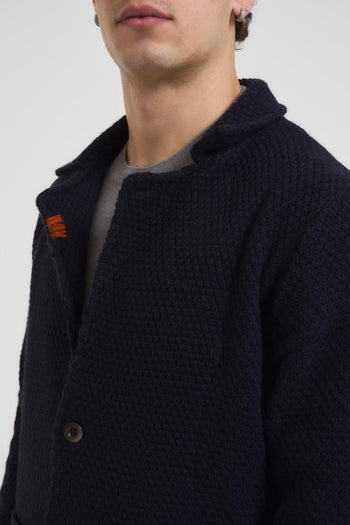 Giacca uomo in maglia blu notte - 3