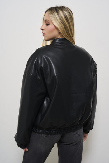 Bomber donna in ecopelle nero - 3