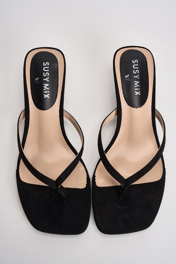 Sandali donna infradito in suede neri - 6