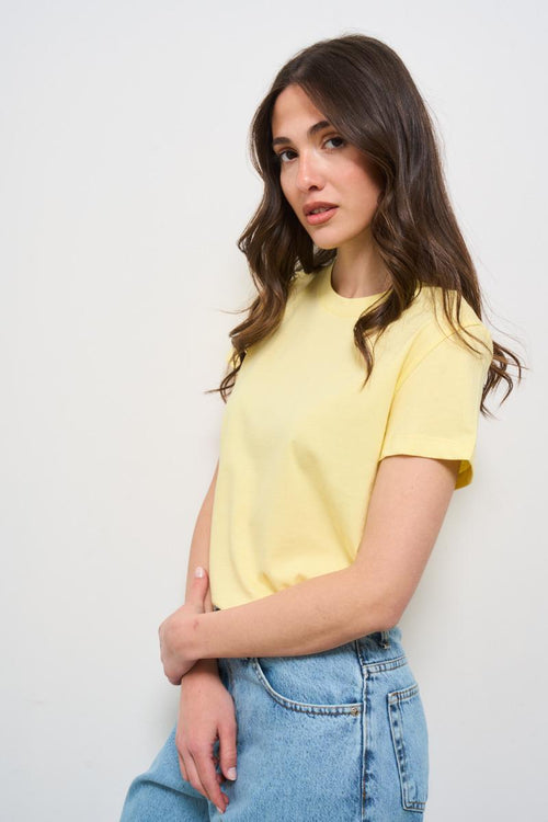 T-shirt donna girocollo gialla - 2