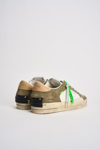 Sneakers uomo bianca e suede verde militare - 7