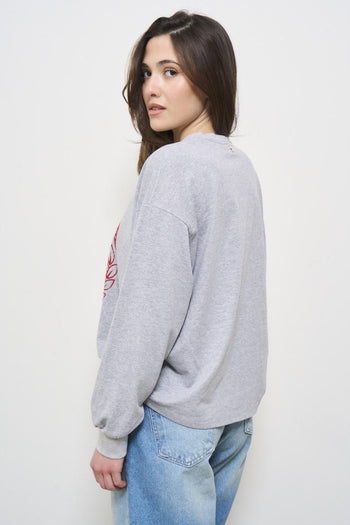 Women's grey sweatshirt with print - 3